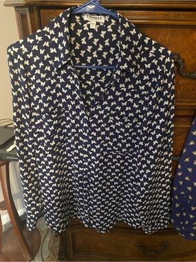 Express butterfly print portofino blouse